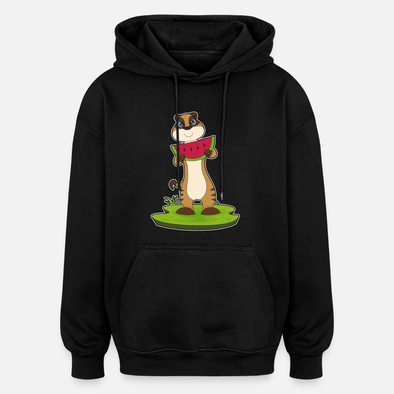 Suricate fruit de pastèque - Sweat à capuche oversize unisexe - noir