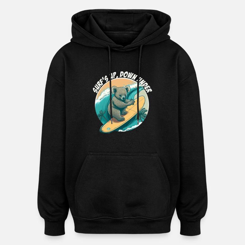 Down under surfing koala bear - Oversized Unisex Hoodie - black