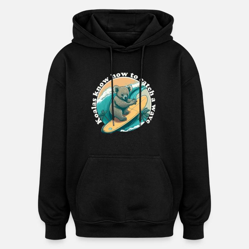 Attrapez une vague Koalabaer - Sweat à capuche oversize unisexe - noir