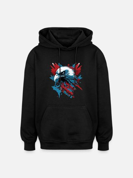Patriotic eagle with lettering - Oversized Unisex Hoodie - black