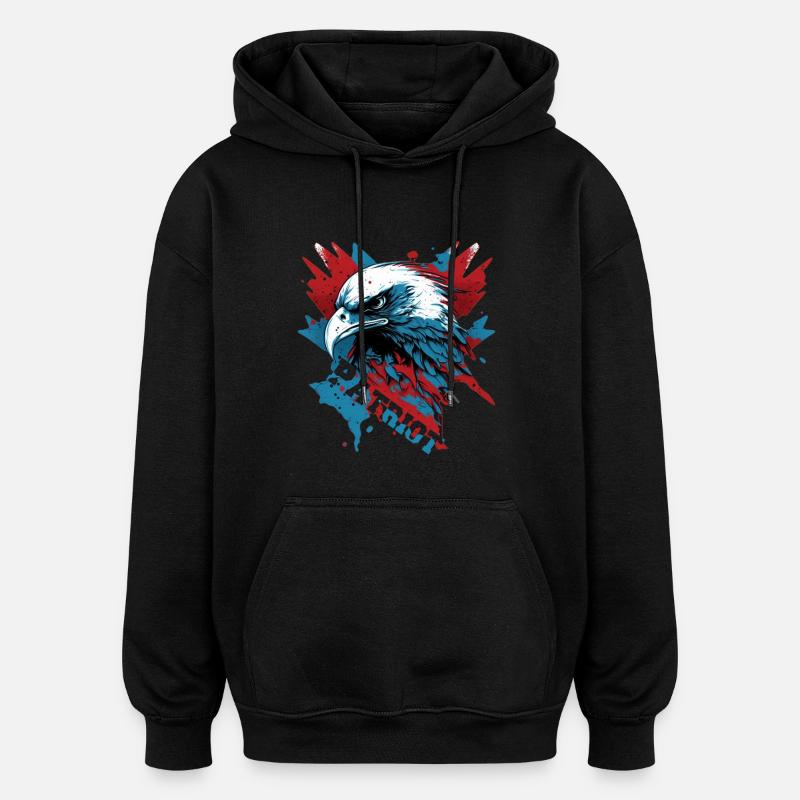 Aigle patriotique avec lettrage - Sweat à capuche oversize unisexe - noir