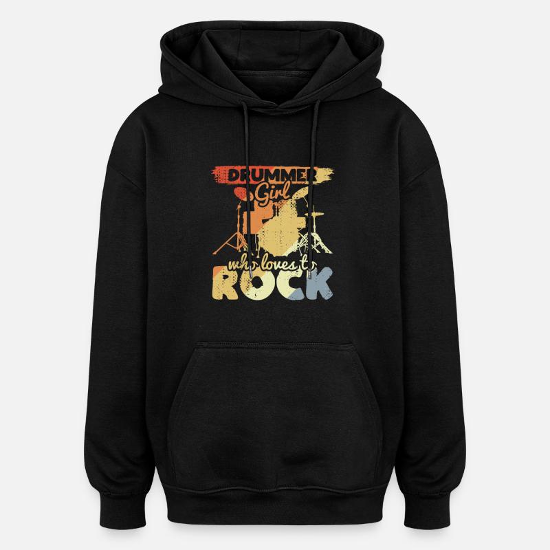 Fille batteuse - Sweat à capuche oversize unisexe - noir