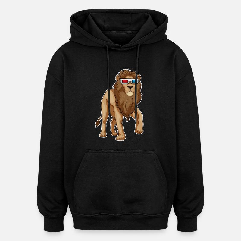 Lunettes Lion - Sweat à capuche oversize unisexe - noir