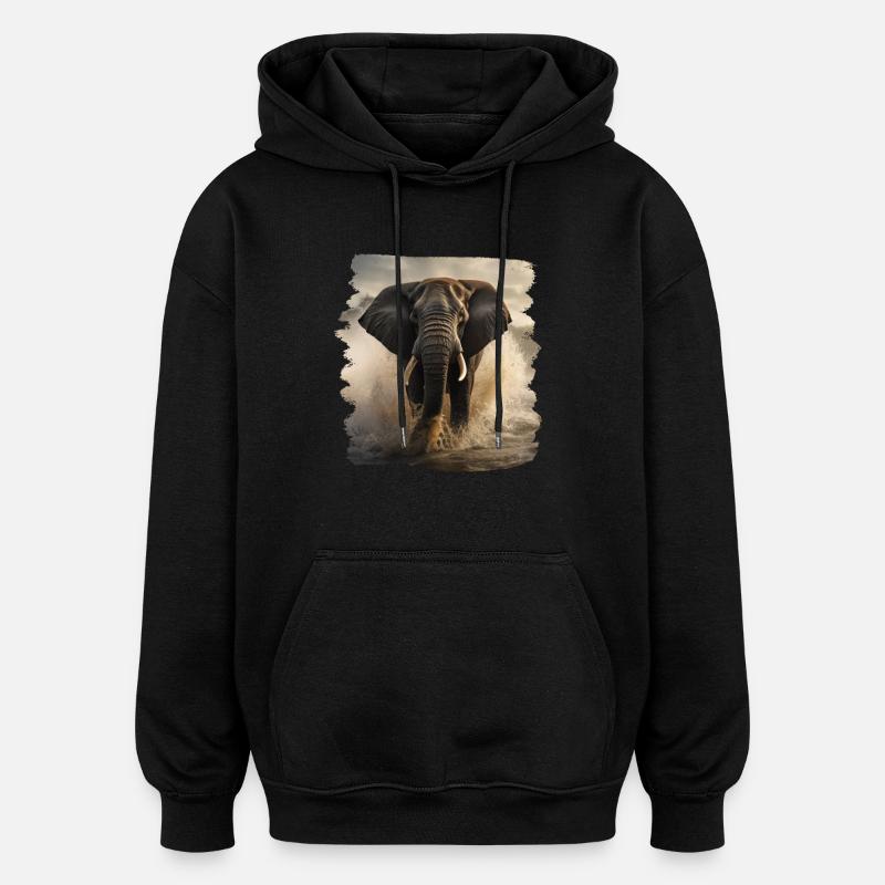 Elefanten realistic Elefant - Oversized Unisex Hoodie - Schwarz