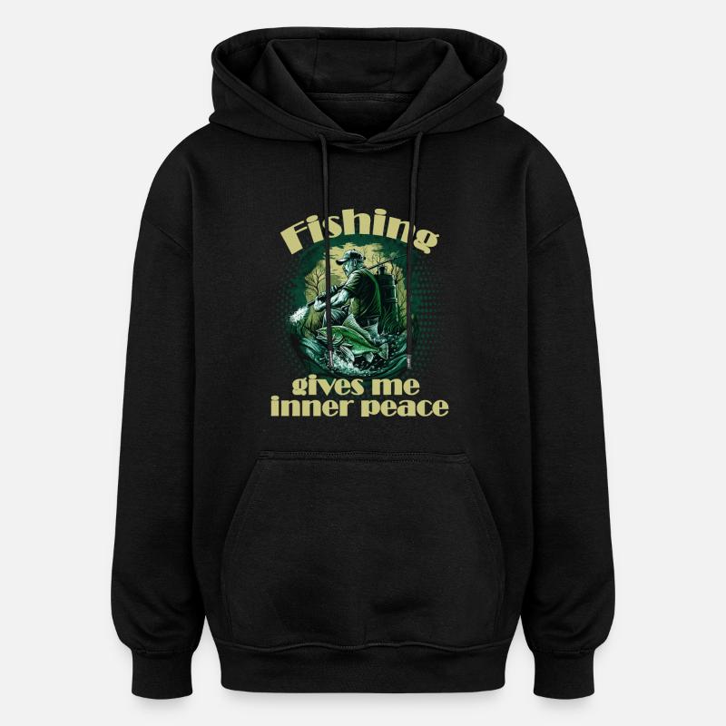 Pêche à la paix intérieure - Sweat à capuche oversize unisexe - noir