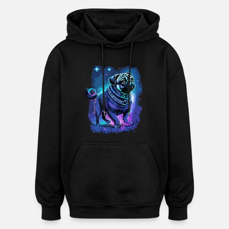 Mops Hund Mitternachtszauber - Oversized Unisex Hoodie - Schwarz