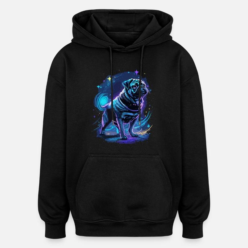 Pug Midnight Magic - Oversized Unisex Hoodie - black