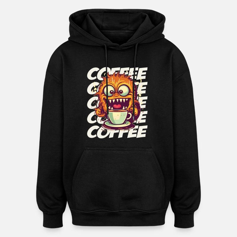 Kaffeemonster mit Schriftzug - Oversized Unisex Hoodie - Schwarz