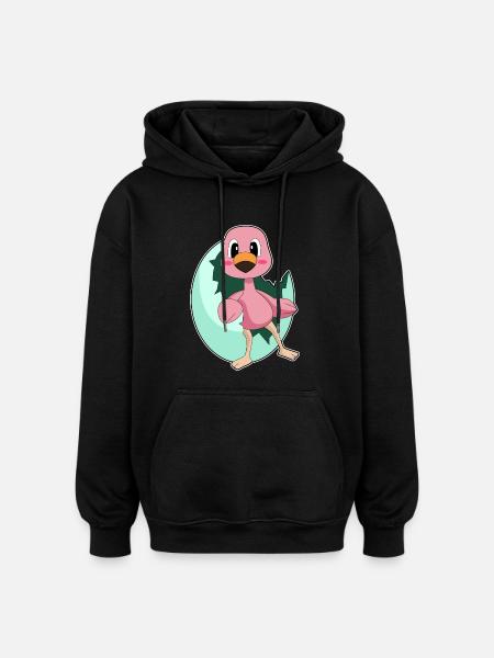 Flamingo Ei - Oversized Unisex Hoodie - Schwarz