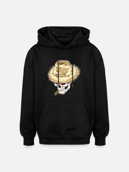 Ferme de blé Skull Farmer - Sweat à capuche oversize unisexe - noir