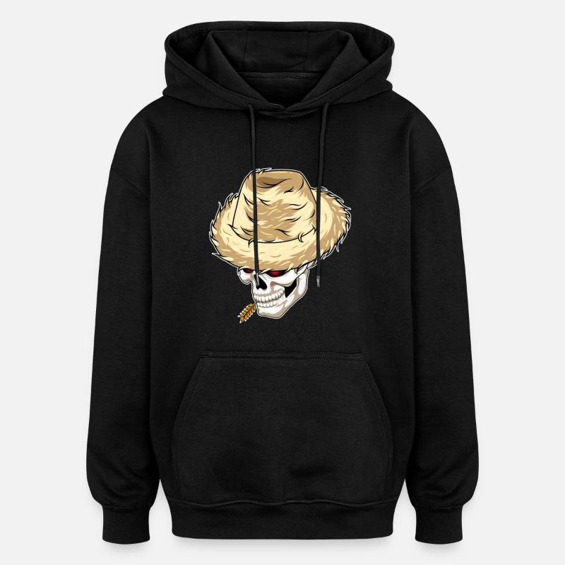 Skull Farmer Blé - Sweat à capuche oversize unisexe - noir
