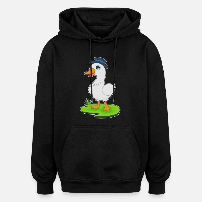 Duck Hat - Oversized Unisex Hoodie - black