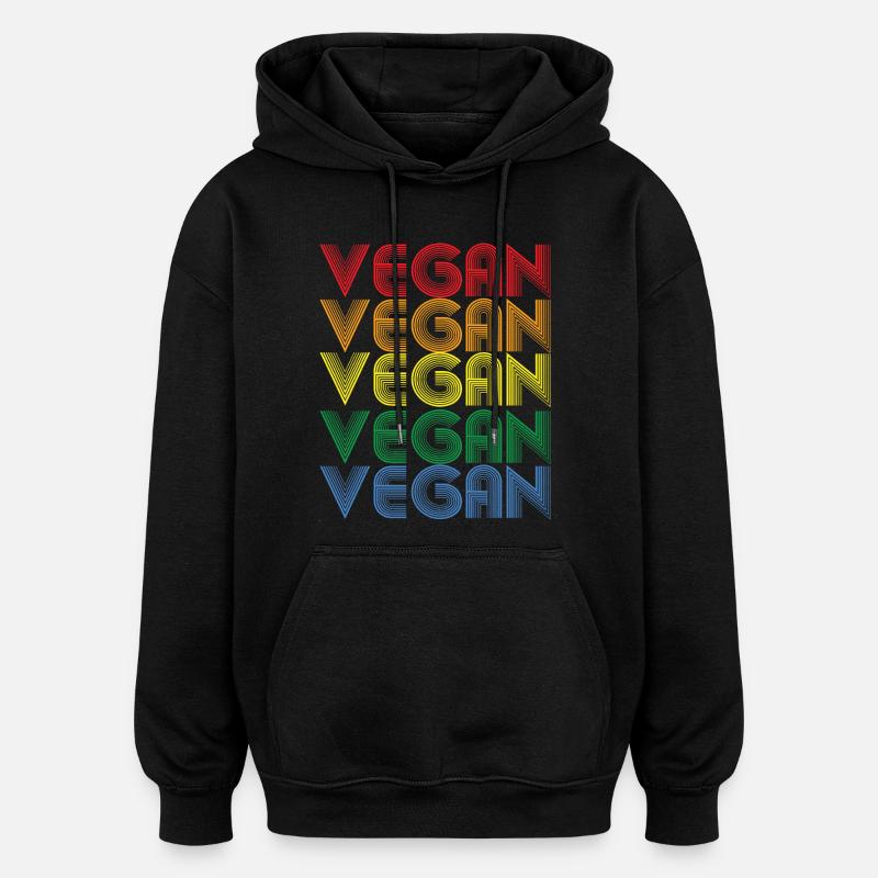 Regenbogen VEGAN Statement - Oversized Unisex Hoodie - Schwarz