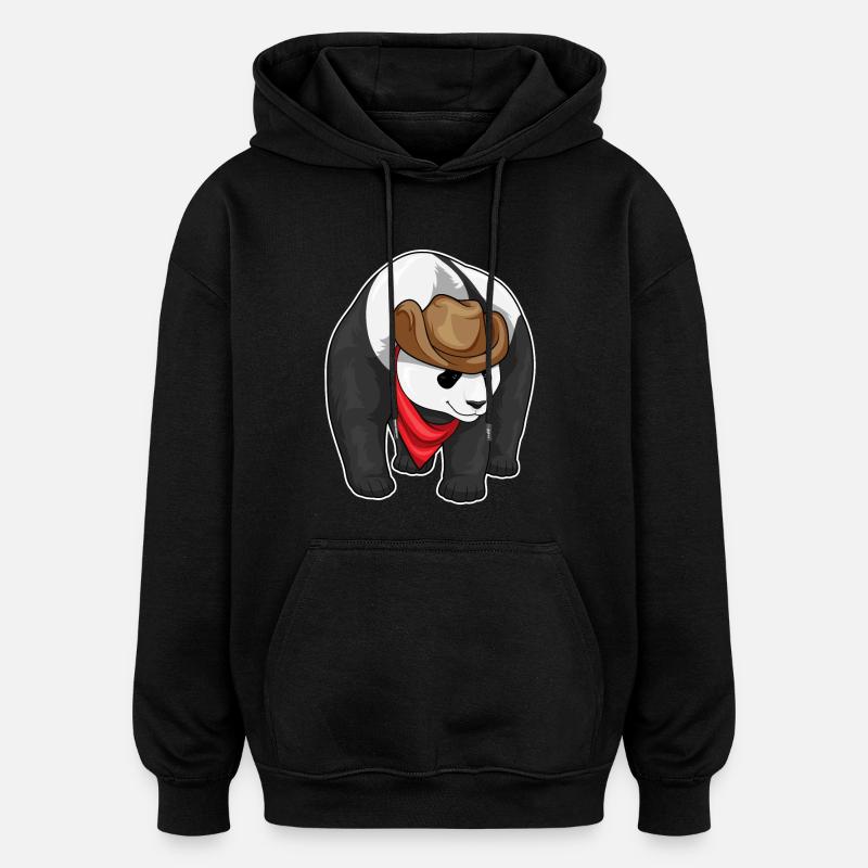 Panda Cowboy Cowboy Chapeau - Sweat à capuche oversize unisexe - noir