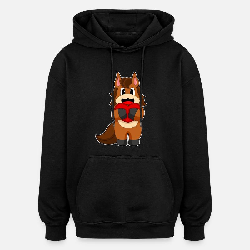 Pferd Herz - Oversized Unisex Hoodie - Schwarz