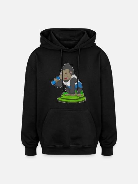 Gorilla Bodybuilder Hantel Bodybuilding - Oversized Unisex Hoodie - Schwarz