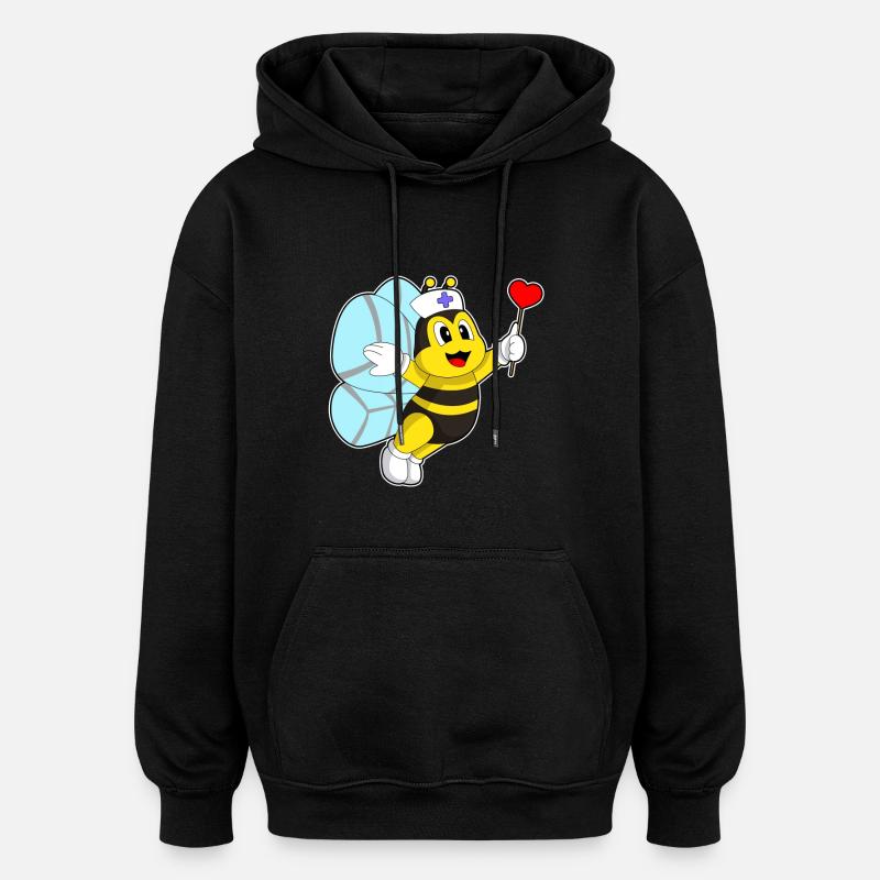 Biene Krankenschwester Herz - Oversized Unisex Hoodie - Schwarz