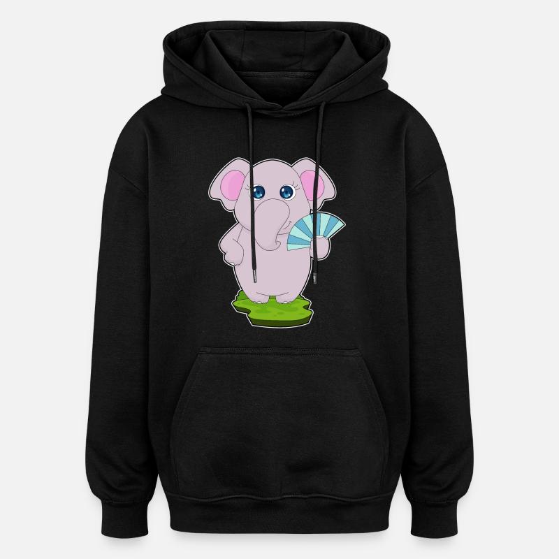 Éventail de main d’éléphant - Sweat à capuche oversize unisexe - noir