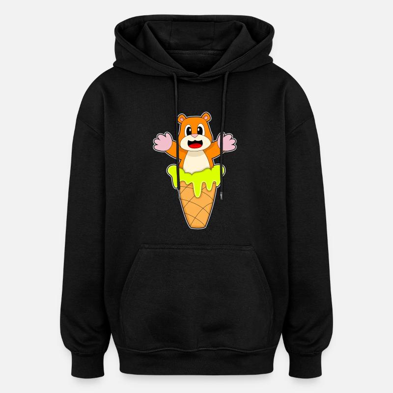 Hamster Waffeleis - Oversized Unisex Hoodie - Schwarz
