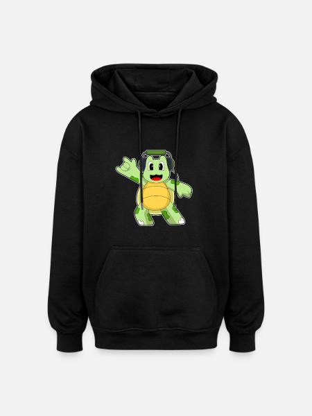 Turtle Headphones Music - Oversized Unisex Hoodie - black