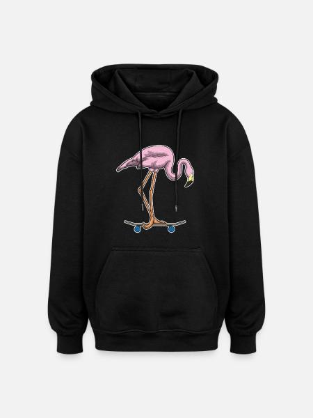 Flamingo Skater Skateboard - Sweat à capuche oversize unisexe - noir