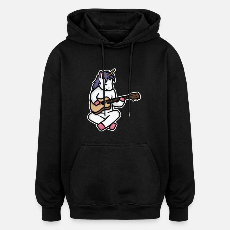Ukulele Einhorn - Oversized Unisex Hoodie - Schwarz