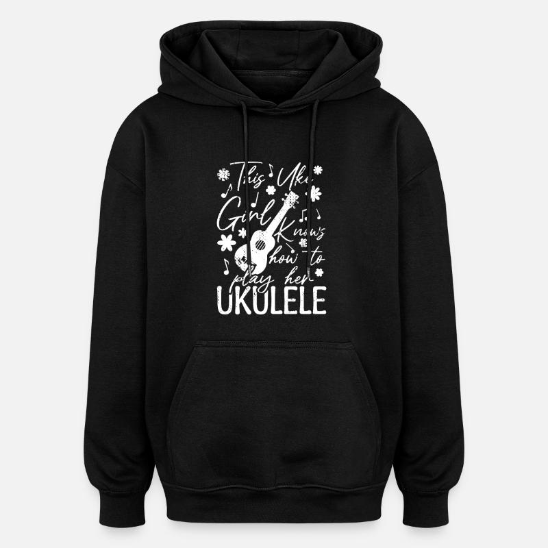 Fille ukulélé - Sweat à capuche oversize unisexe - noir