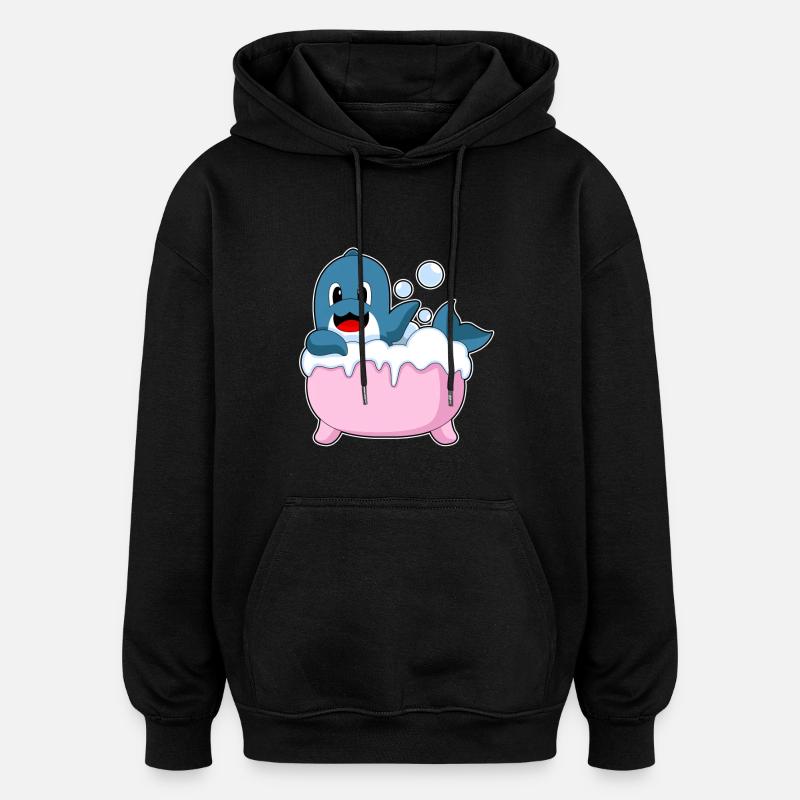 Baignoire dauphin - Sweat à capuche oversize unisexe - noir
