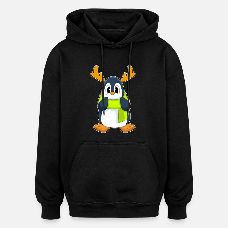 Renne manchot - Sweat à capuche oversize unisexe - noir