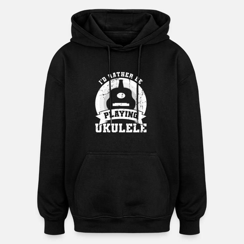 Citation : Ukulélé - Sweat à capuche oversize unisexe - noir