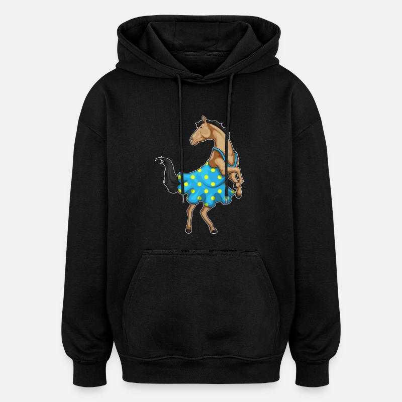 Pferd Polka Dots Kleid - Oversized Unisex Hoodie - Schwarz