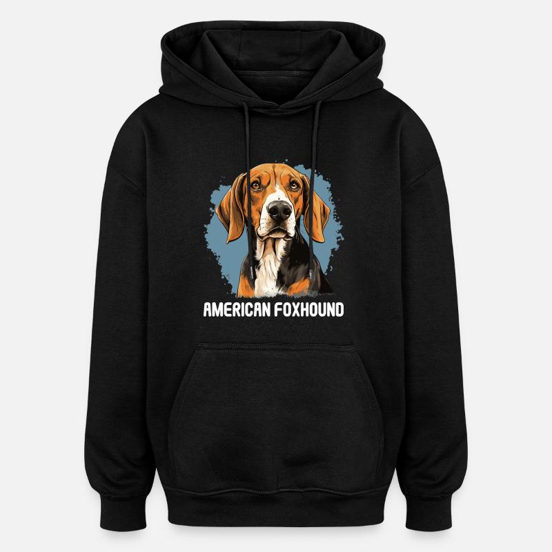 Chien American Foxhound - Sweat à capuche oversize unisexe - noir
