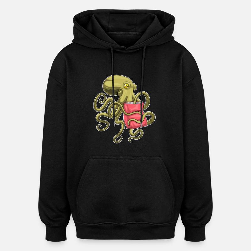 Sac de chips Octopus - Sweat à capuche oversize unisexe - noir