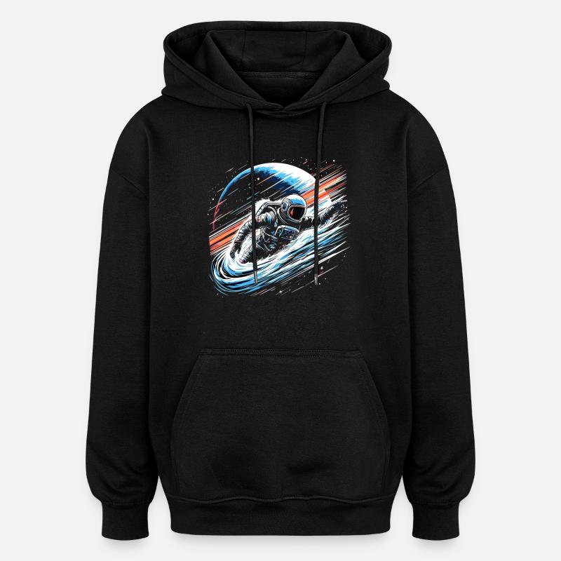 Astronaute Planète Espace - Sweat à capuche oversize unisexe - noir