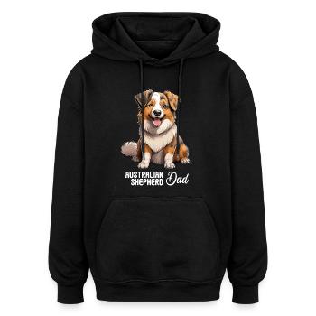 Hund Australian Shepherd - Oversized Unisex Hoodie - Schwarz - Vorne - Noah (186cm)