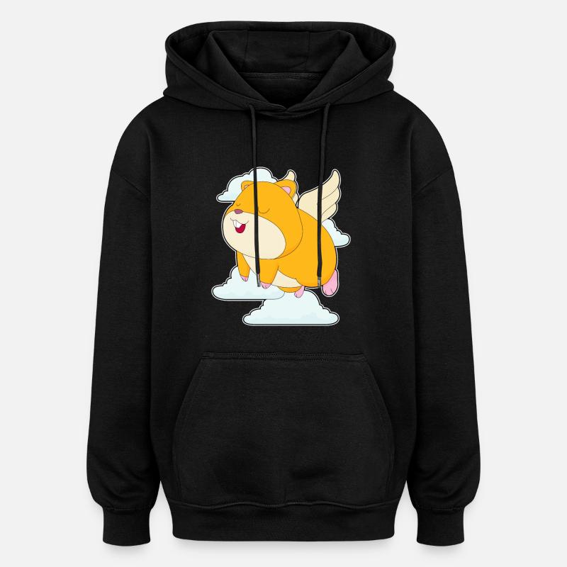 Hamster Clouds - Oversized Unisex Hoodie - black