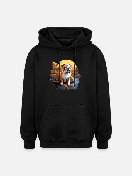 Chien Bouledogue anglais - Sweat à capuche oversize unisexe - noir