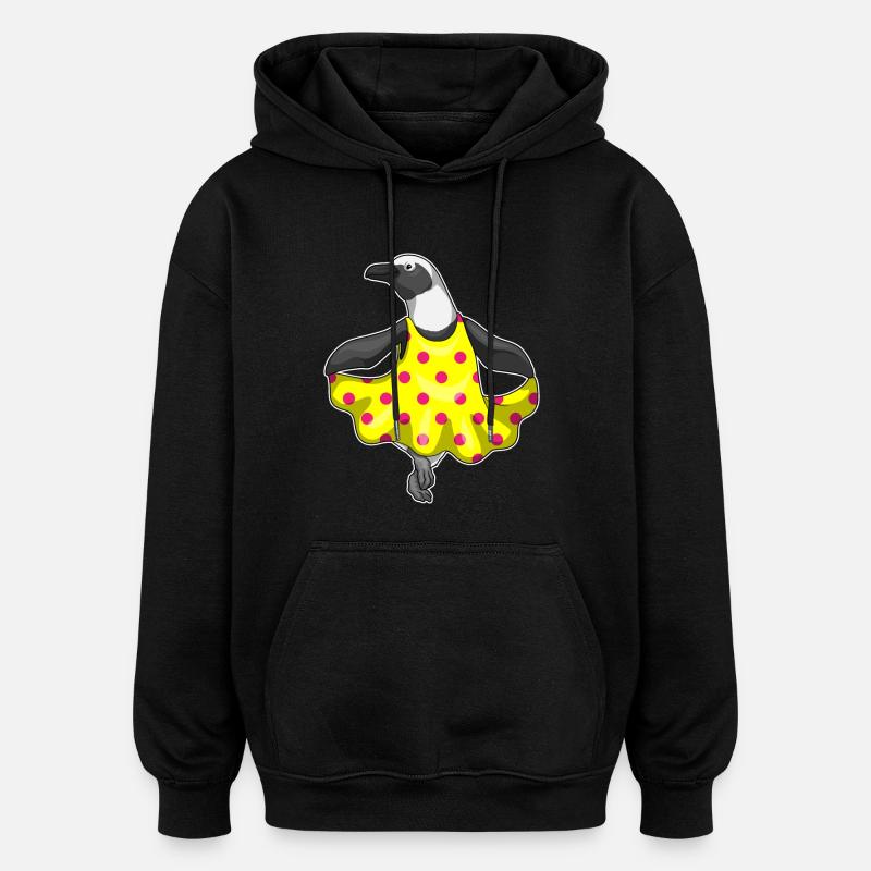 Robe Pingouin à Pois - Sweat à capuche oversize unisexe - noir