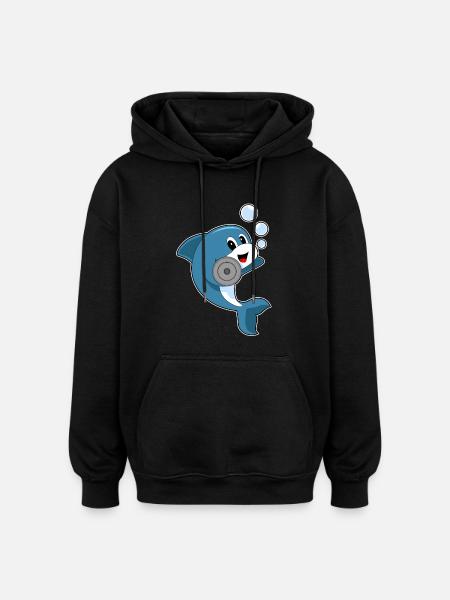 Bodybuilding Haltère Dolphin - Sweat à capuche oversize unisexe - noir
