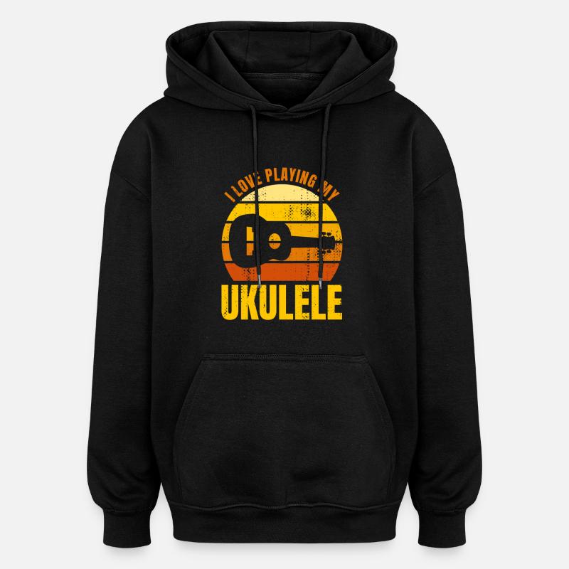 Dicton de motivation pour ukulélé - Sweat à capuche oversize unisexe - noir