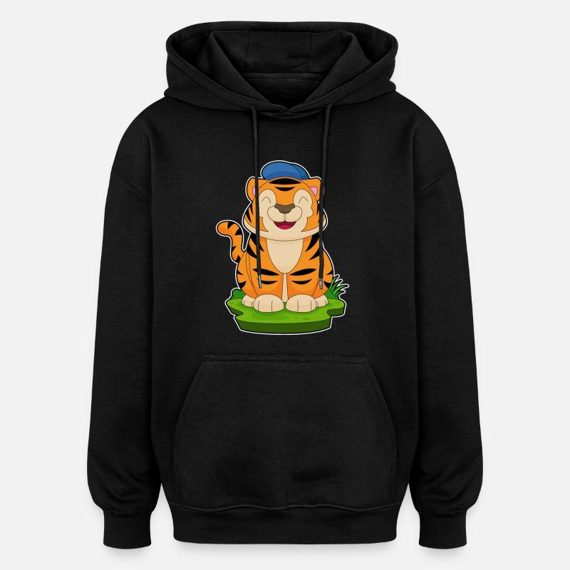 Casquette de tigre - Sweat à capuche oversize unisexe - noir
