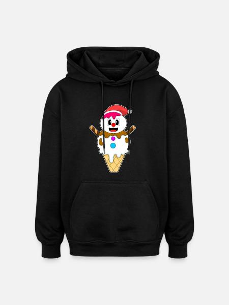 Schneemann Weihnachten Waffeleis - Oversized Unisex Hoodie - black