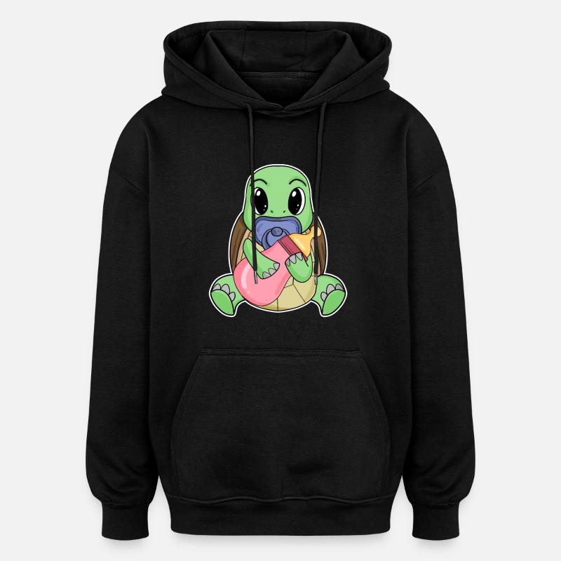 Bébé tortue - Sweat à capuche oversize unisexe - noir