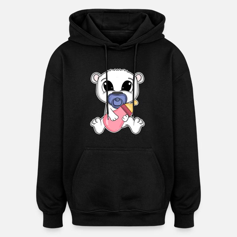 Bébé ours - Sweat à capuche oversize unisexe - noir