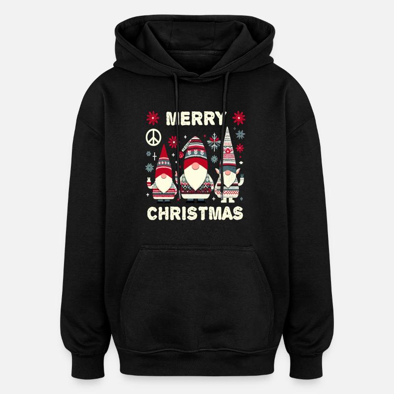 Noël Noël secret Gnomes - Sweat à capuche oversize unisexe - noir