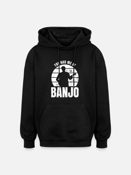 Tu m’as eu au banjo - Sweat à capuche oversize unisexe - noir