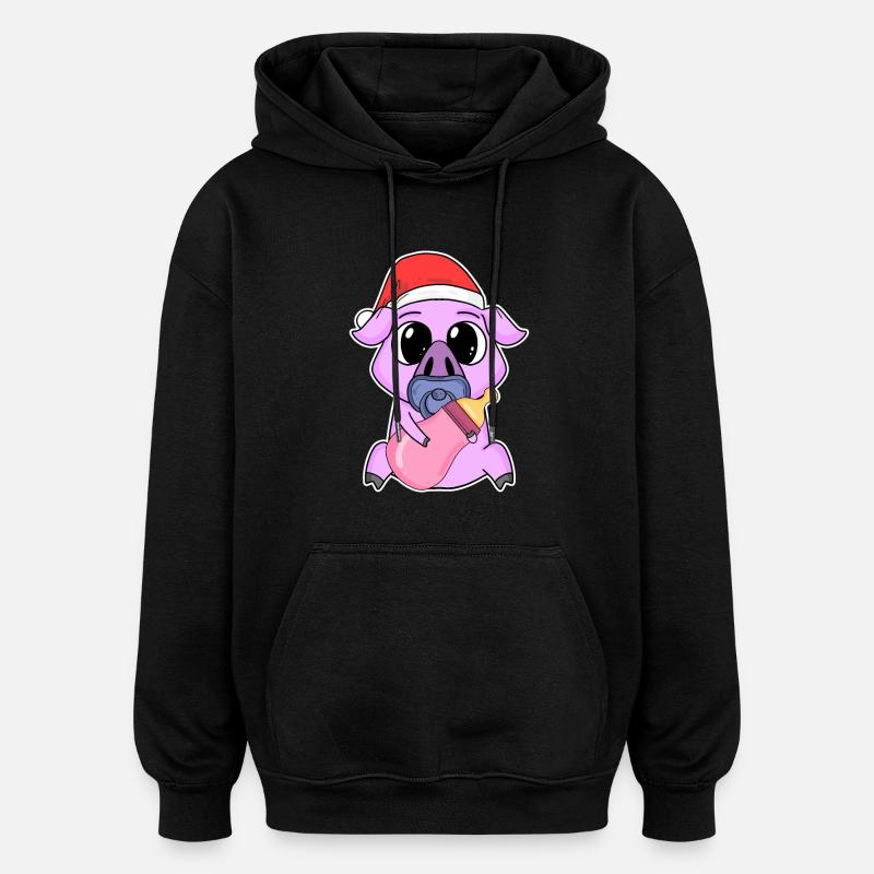 Cochon bébé Noël - Sweat à capuche oversize unisexe - noir