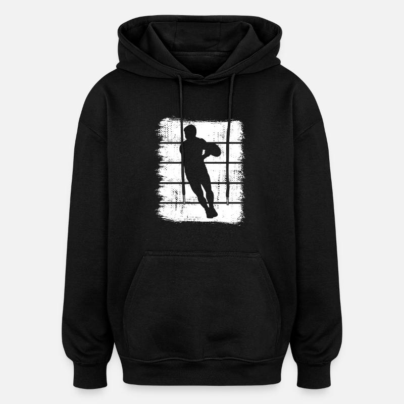 Croquis de rugby - Sweat à capuche oversize unisexe - noir