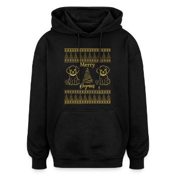 Merry Dogmas Dog Lover Christmas Mood - Oversized Unisex Hoodie - black - Front - Noah (186cm)