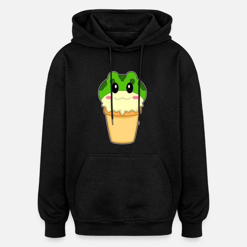 Frosch Waffeleis - Oversized Unisex Hoodie - Schwarz